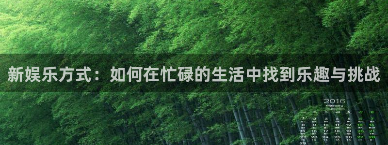 威九国际4开户：新娱乐方式：如何在忙碌的生活中找到乐趣与挑战